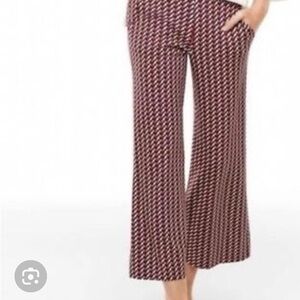 CAbi Women's Red and Navy Geometric Wide Leg Cropped Pants